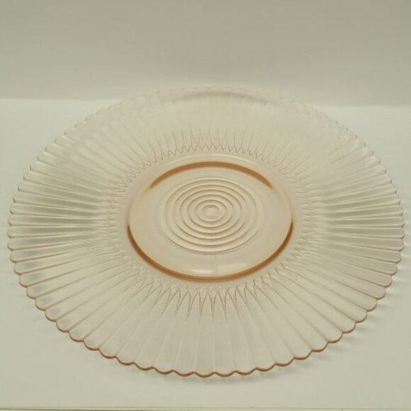 MacBeth Evans Depression Glass Pink PETALWARE 10 1/2 In Salver or Cookie Plate - Picture 1 of 4
